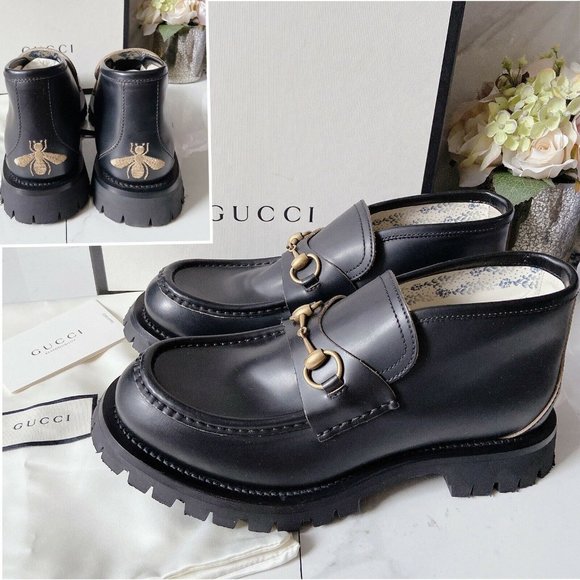 Gucci Shoes - GUCCI CRUISE HORSEBIT Platform Loafer Boot BEE Black Leather UK 7 US 10 $1250